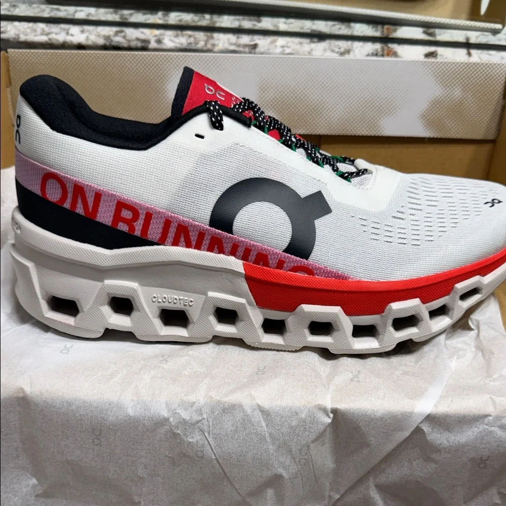 On Running Cloudtec Women’s Running Shoe - White/Red/Black - Picture 1 of 6